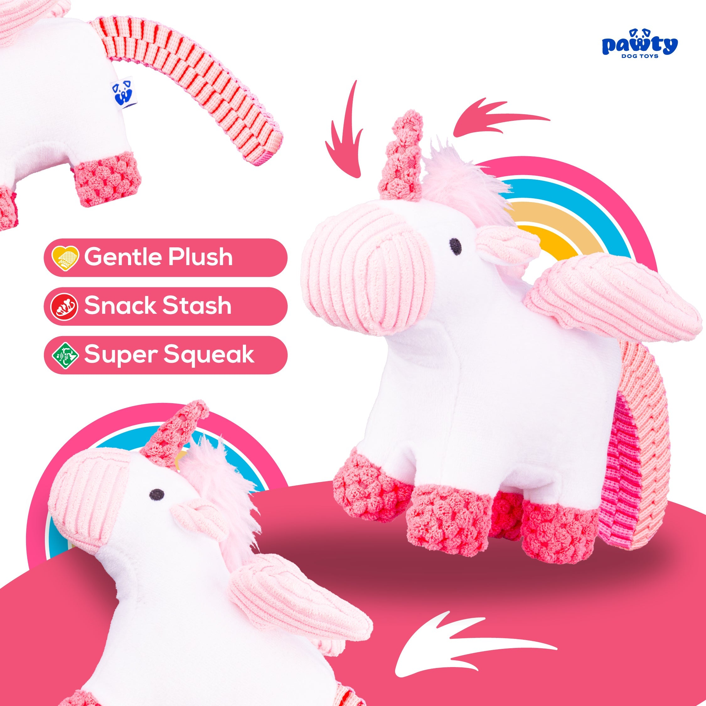 Pawty Unicorn Plush Squeaky Dog Toy
