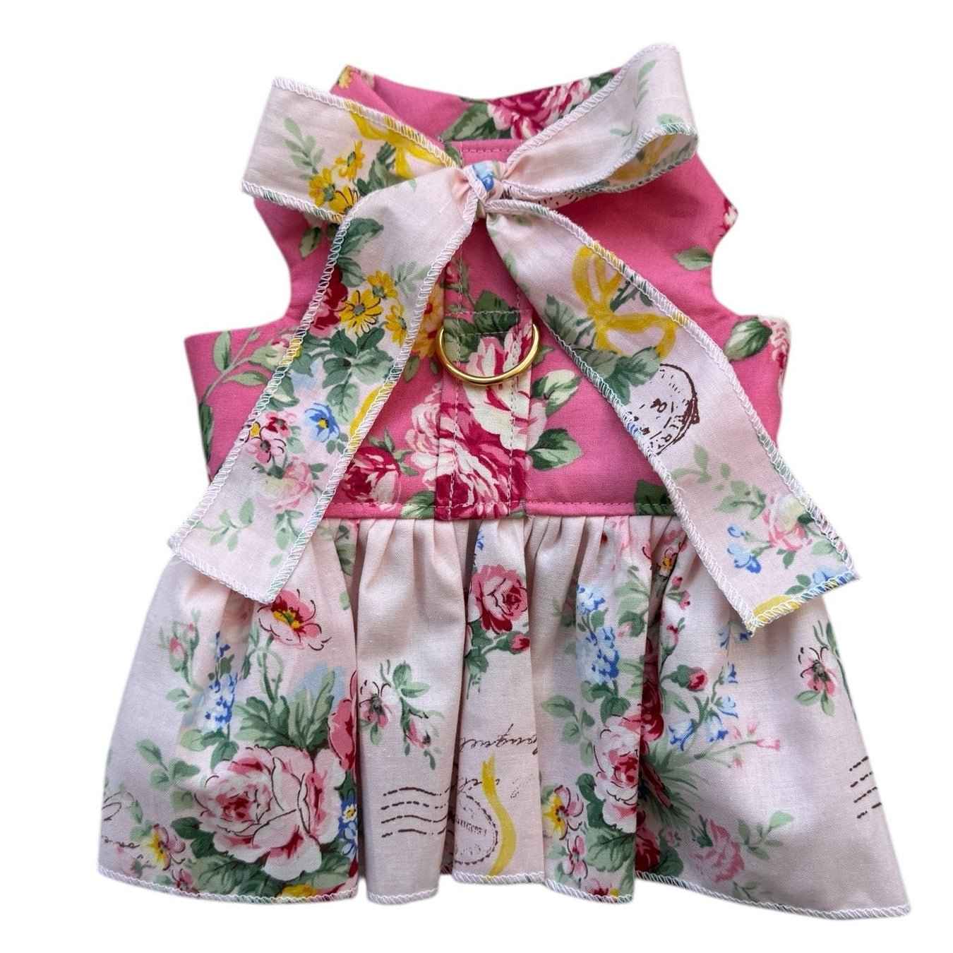 Heads or Tails Pup Floral Vintage Pastel Dog Dress