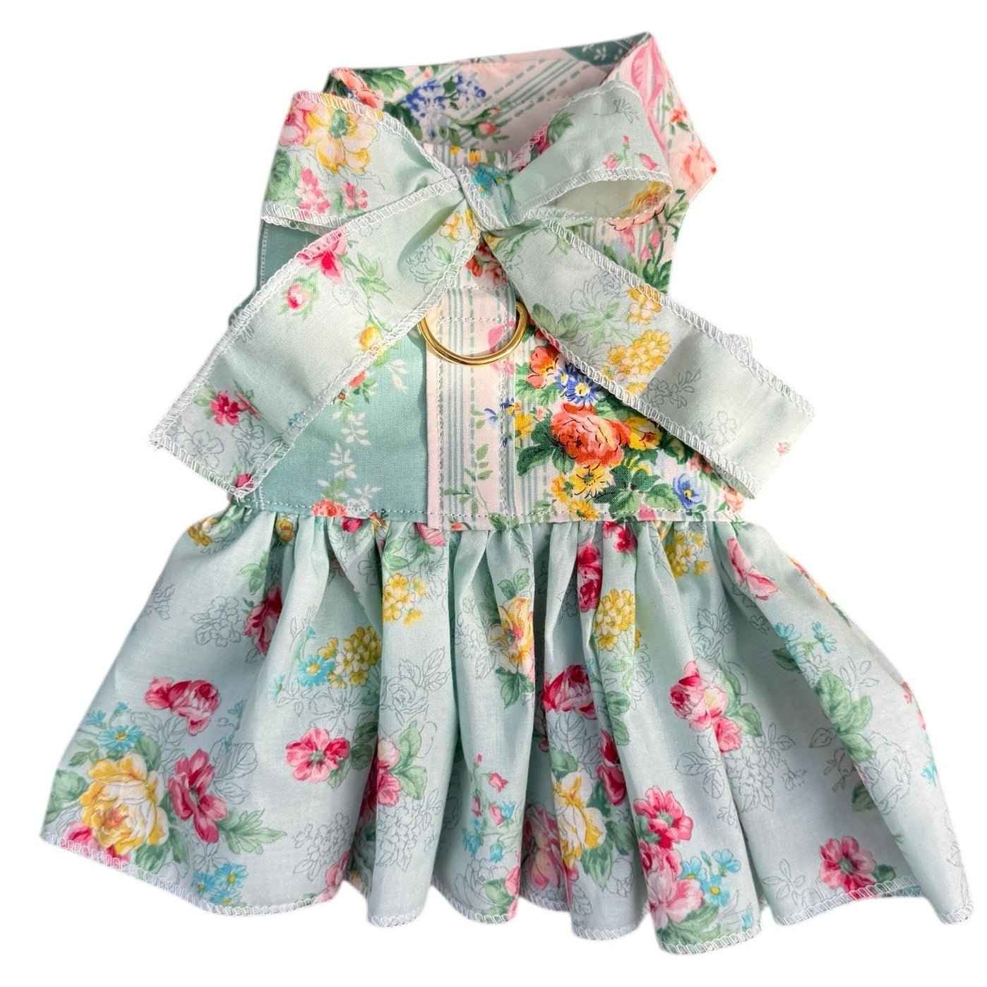 Heads or Tails Pup Floral Vintage Pastel Dog Dress