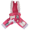 Heads or Tails Pup Pink with Floral Patchwork Lace Trim Dog Overalls