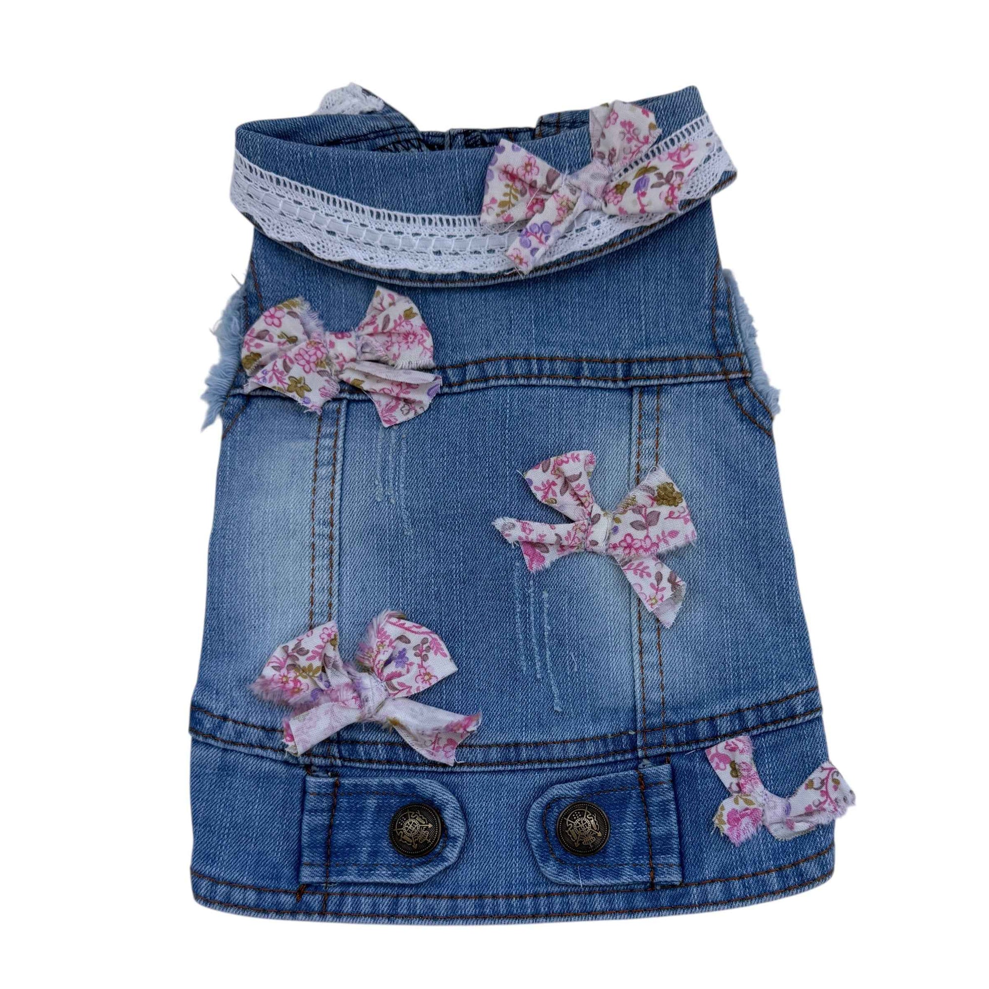 Heads or Tails Pup Blue with Pink Or Blue Mini Bows Dog Vest