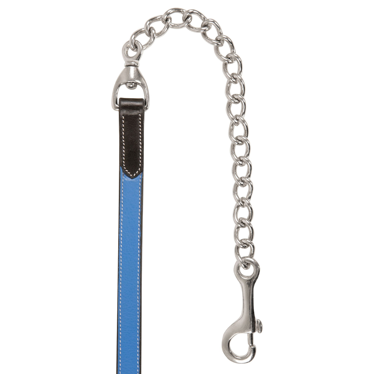 ExionPro Duo-Tone Leather Lead with Chain - Blue - HT Animal Supply