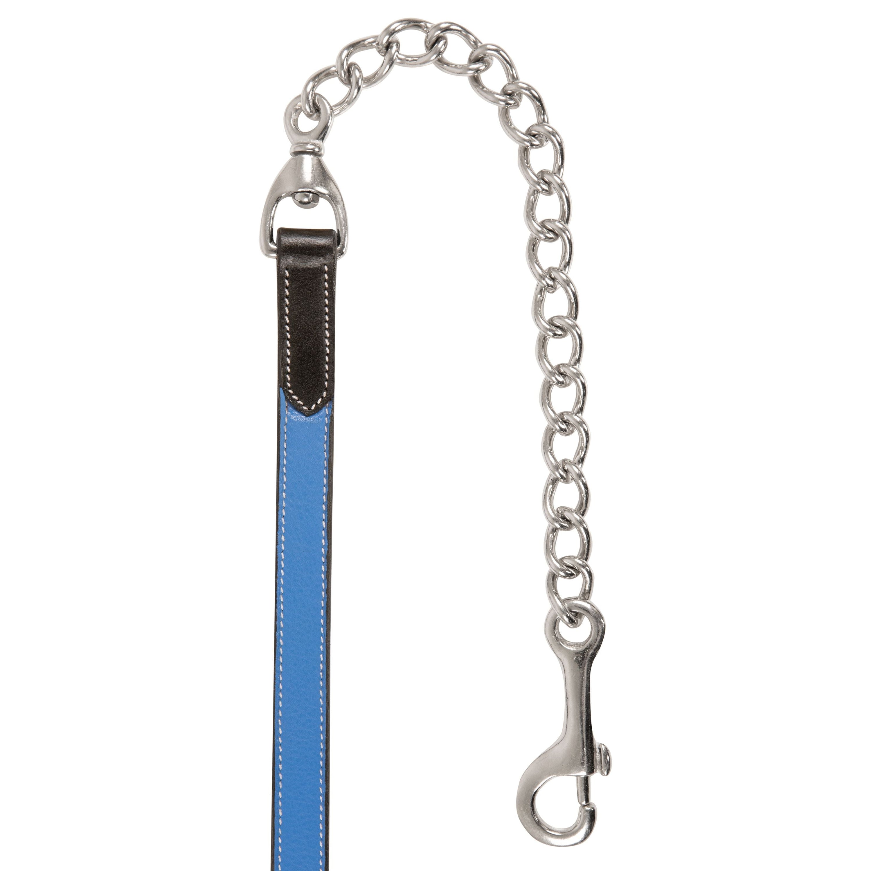 ExionPro Duo-Tone Leather Lead with Chain - Blue - HT Animal Supply