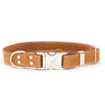 Bestseller Quick-Release Khaki Leather Dog Collar with Metal Buckle
