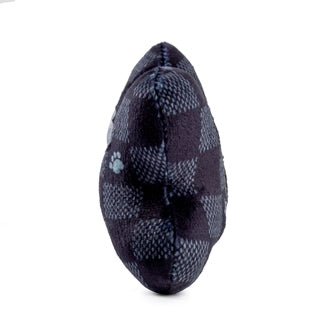 Black Checker Chewy Vuiton Bone Squeaker Dog Toy