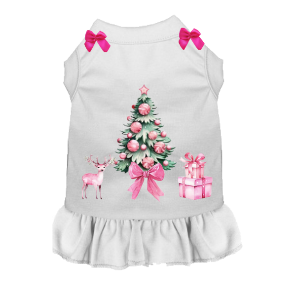 Pink Reindeer Christmas Dog Dress