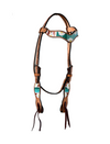 Alamo Saddlery Daisy Floral Wave Browband Leather Headstall with Serape Design