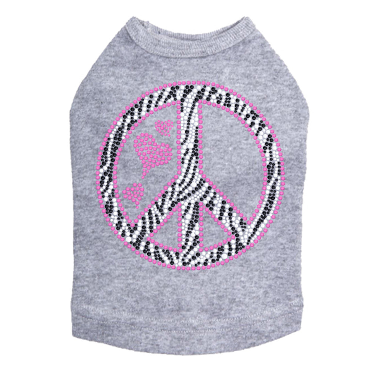 Peace Sign (Pink & Zebra Print) - Dog Tank