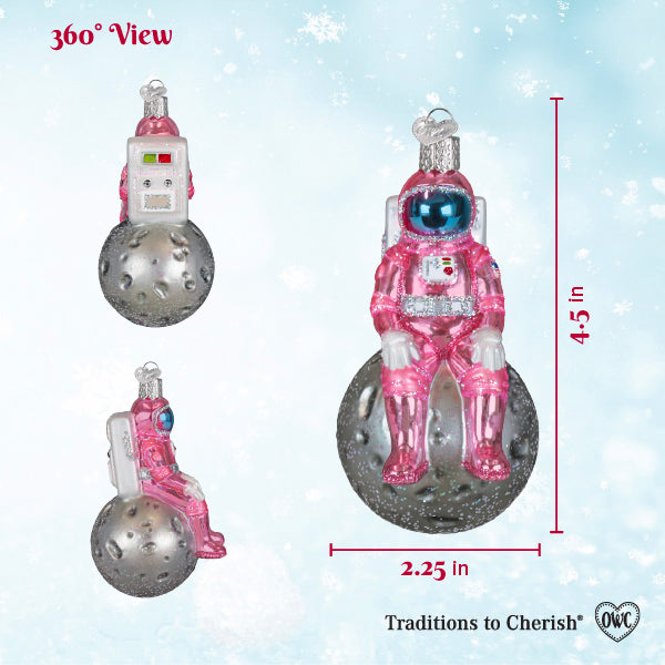 Old World Christmas: Pink Astronaut Christmas Ornament