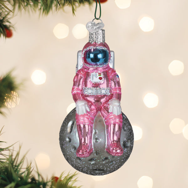 Old World Christmas: Pink Astronaut Christmas Ornament