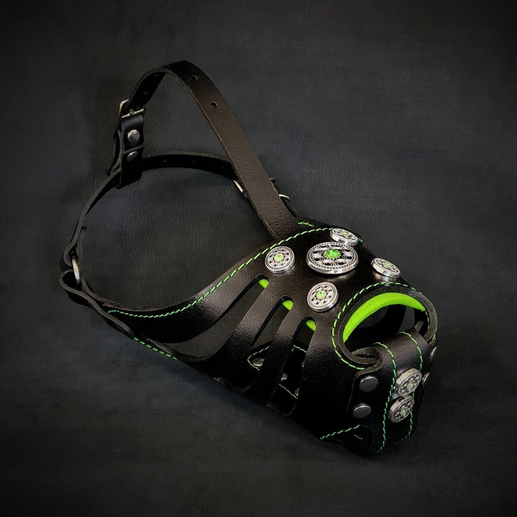 Bestia Dog Gear The Bijou Basket Muzzle Black & Green Green pet supplies