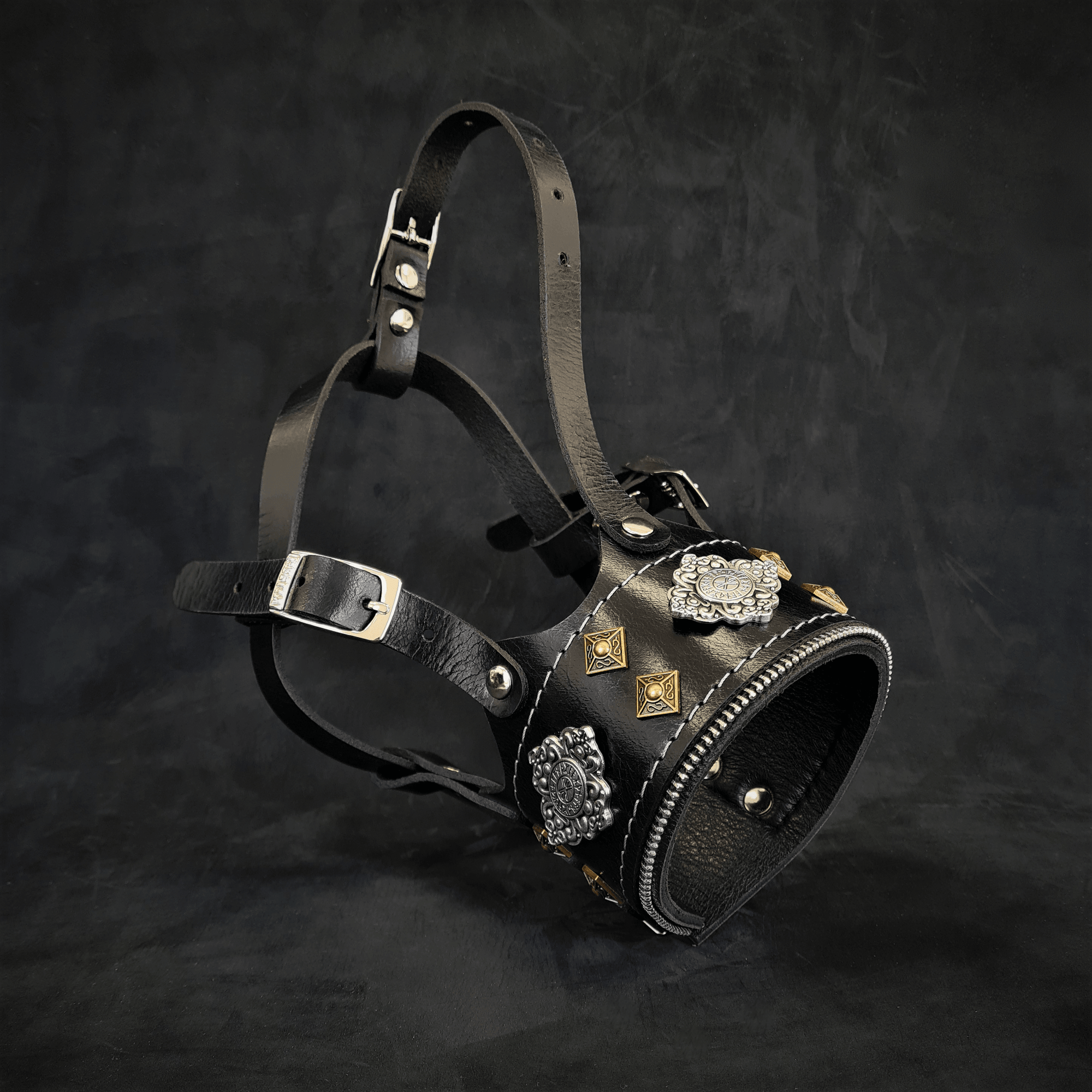 Bestia Aztec Leather Black Dog Muzzle