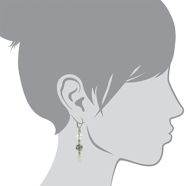 1928 Jewelry White Cats Eye Crystal Fireball Drop Earrings