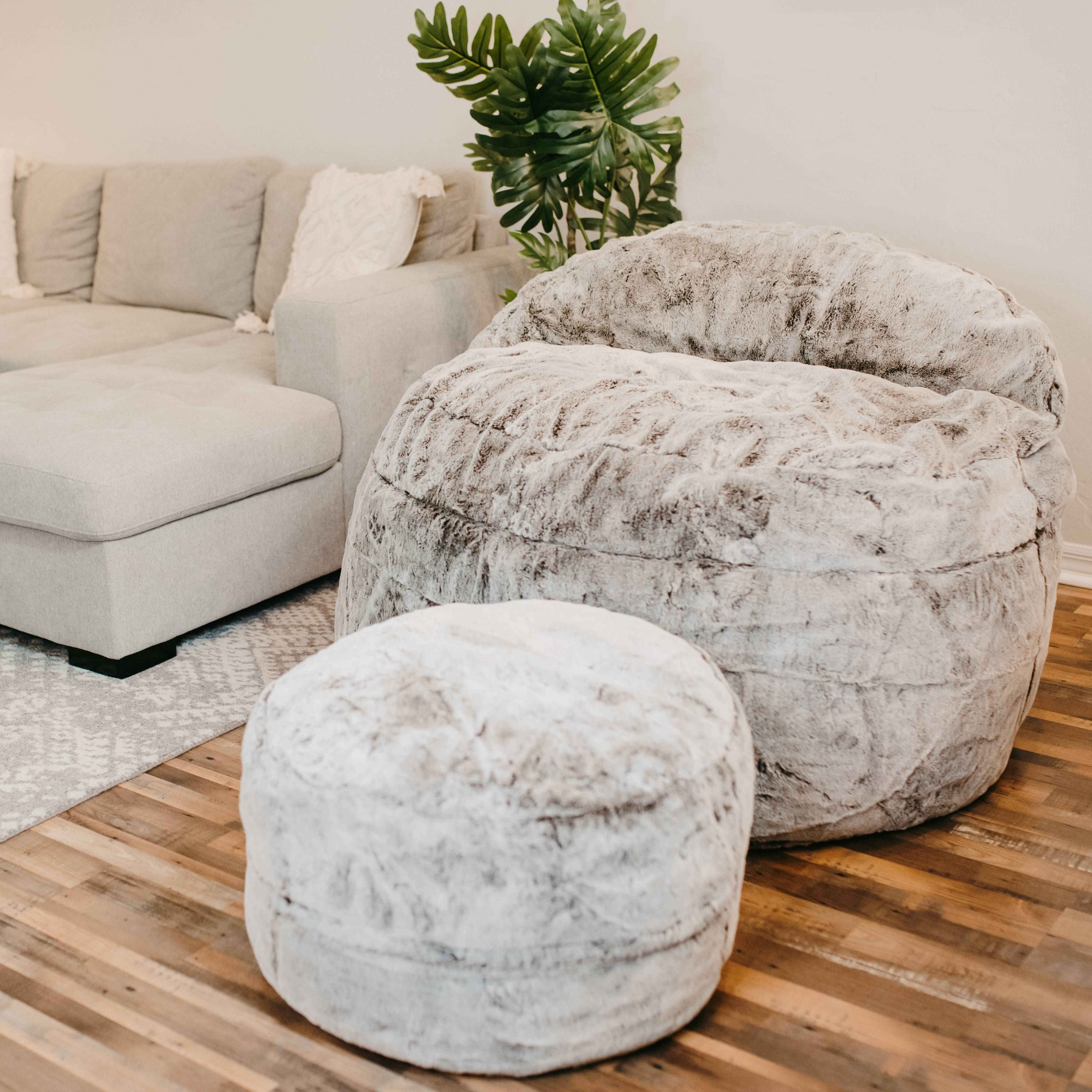 CordaRoy's Queen Faux Fur Nest Convertible Bean Bag Chair
