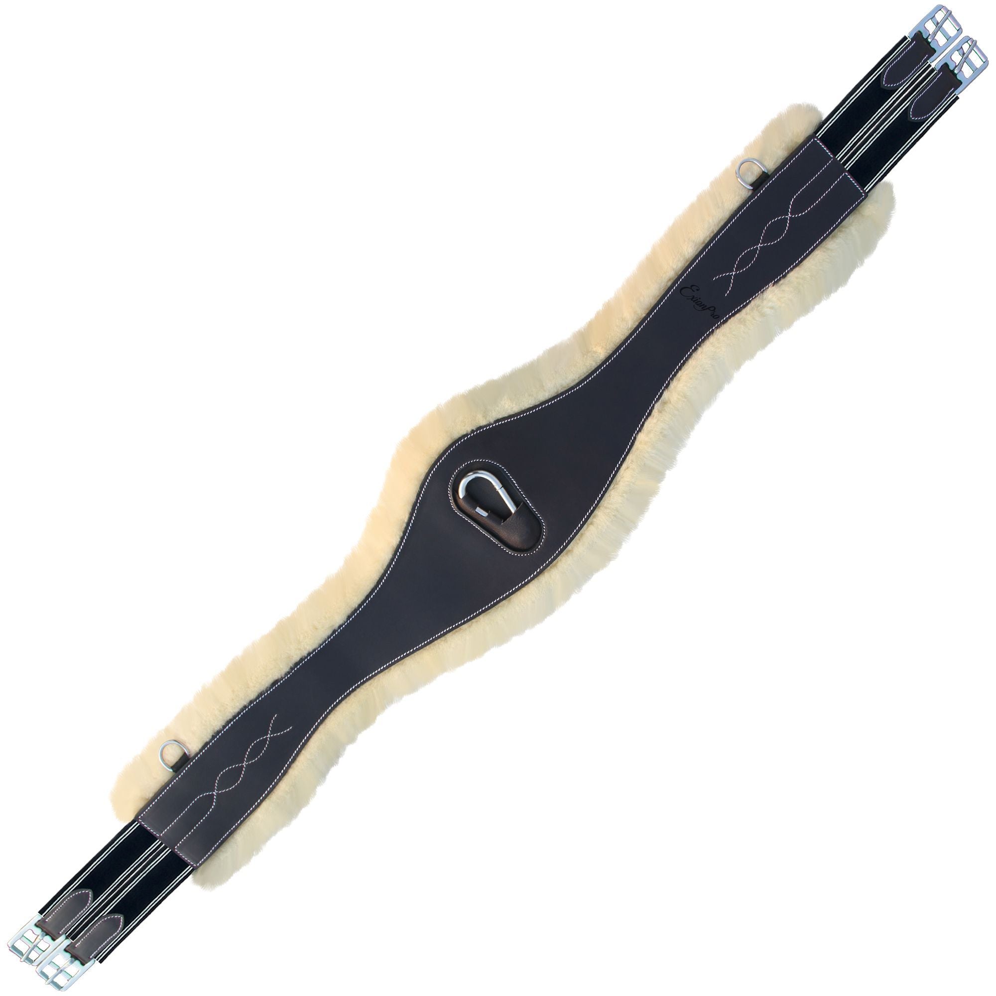ExionPro Fancy Stitched Snap Over Lay Girth - Navy Blue Elastic with White Lines - HT Animal Supply