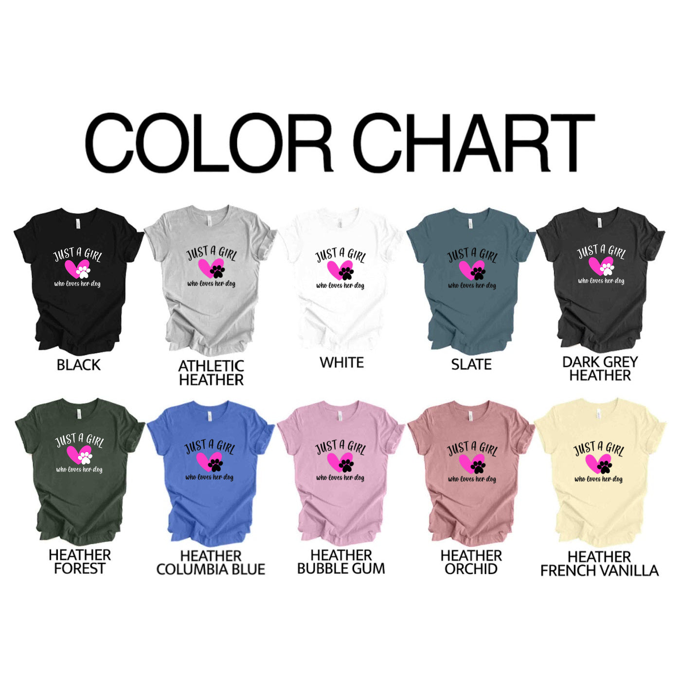 JUST A GIRL WHO LOVES HER DOG Shirt People Shirts Printed Tshirt Human Dog Gear Unisex