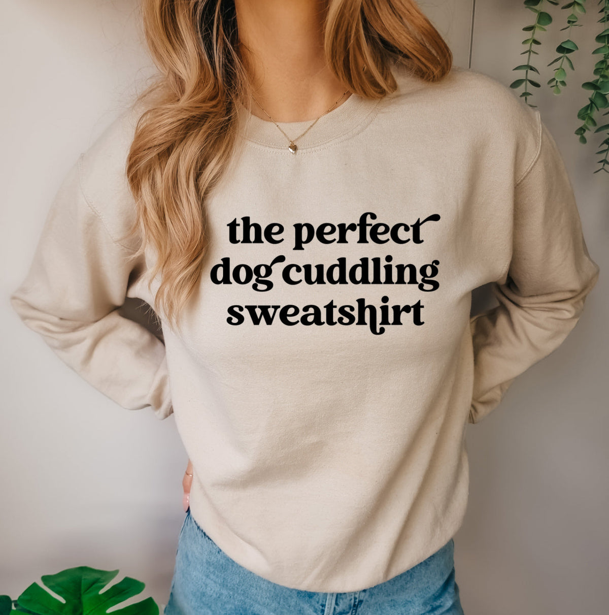 The Perfect Dog Cuddling Sweatshirt Unisex Crew Neck Crewneck Sweatshirt