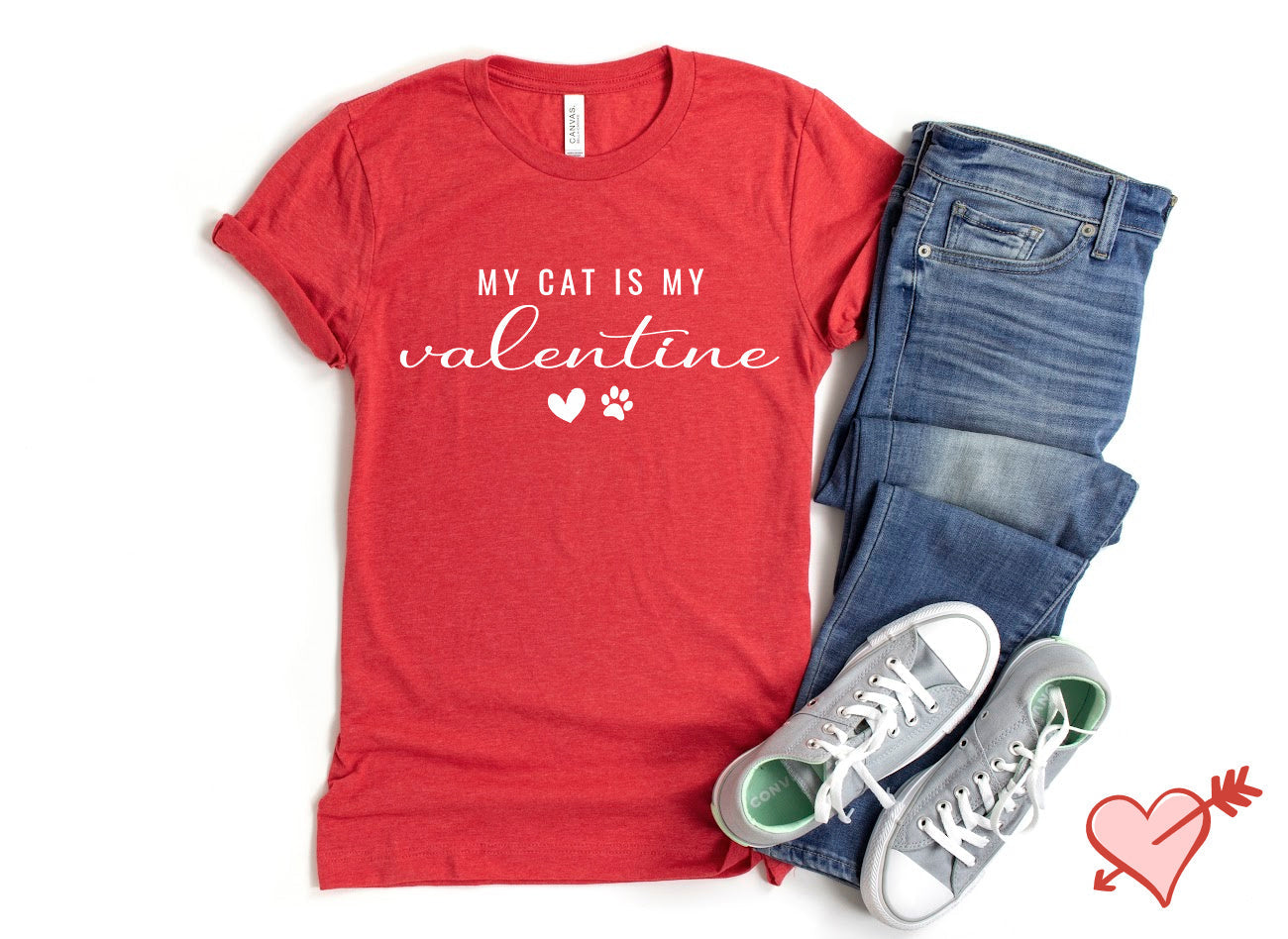 VALENTINE Shirt People Shirts Printed Tshirt Human Cat Gear Unisex VALENTINE DAY My Cat is my Valentine