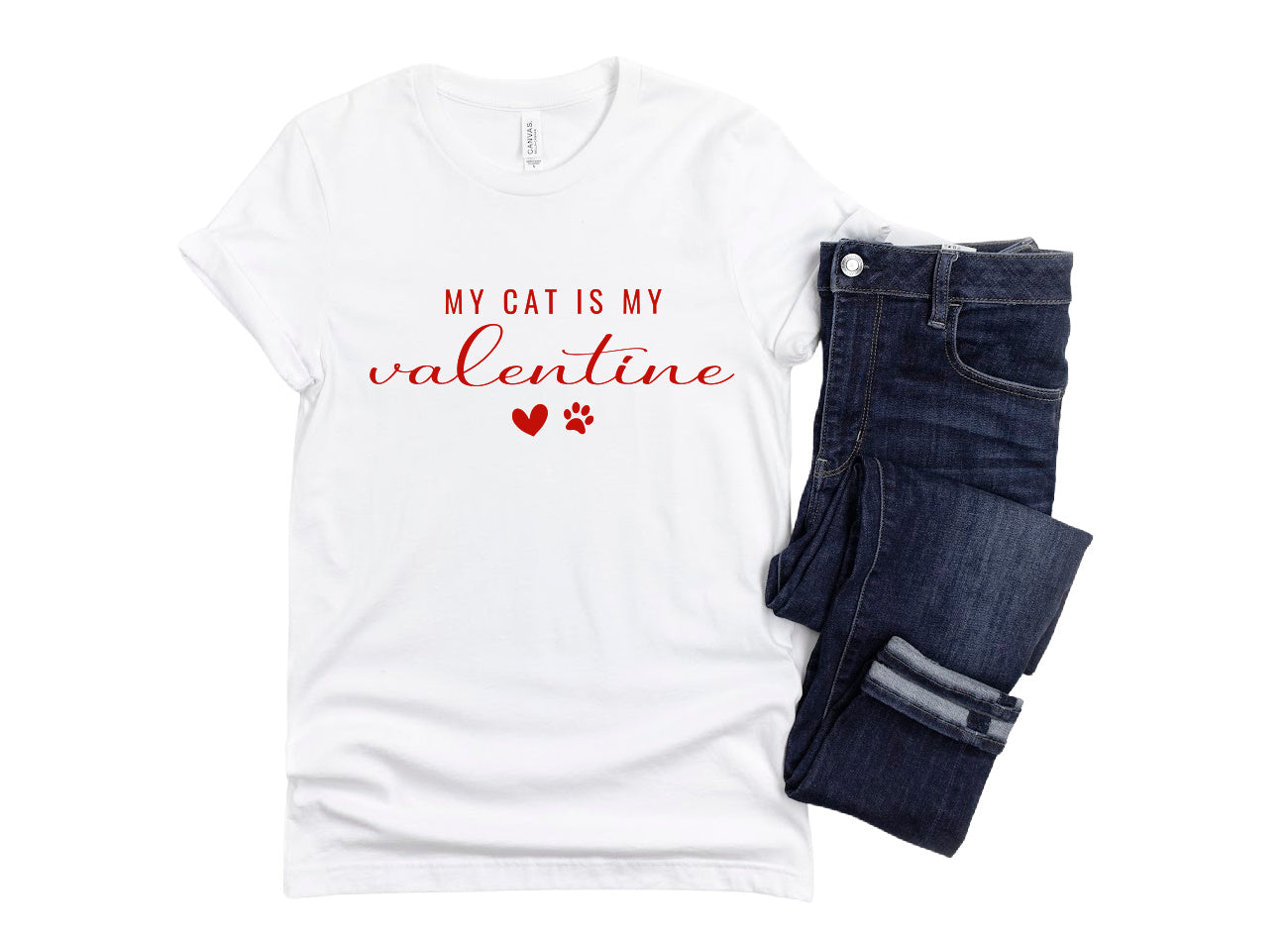 VALENTINE Shirt People Shirts Printed Tshirt Human Cat Gear Unisex VALENTINE DAY My Cat is my Valentine