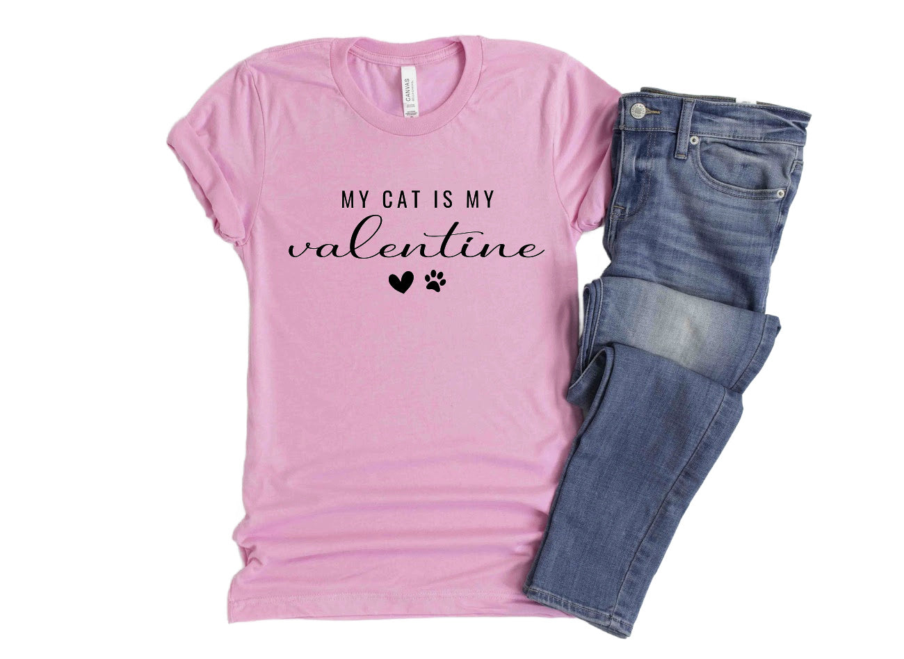 VALENTINE Shirt People Shirts Printed Tshirt Human Cat Gear Unisex VALENTINE DAY My Cat is my Valentine