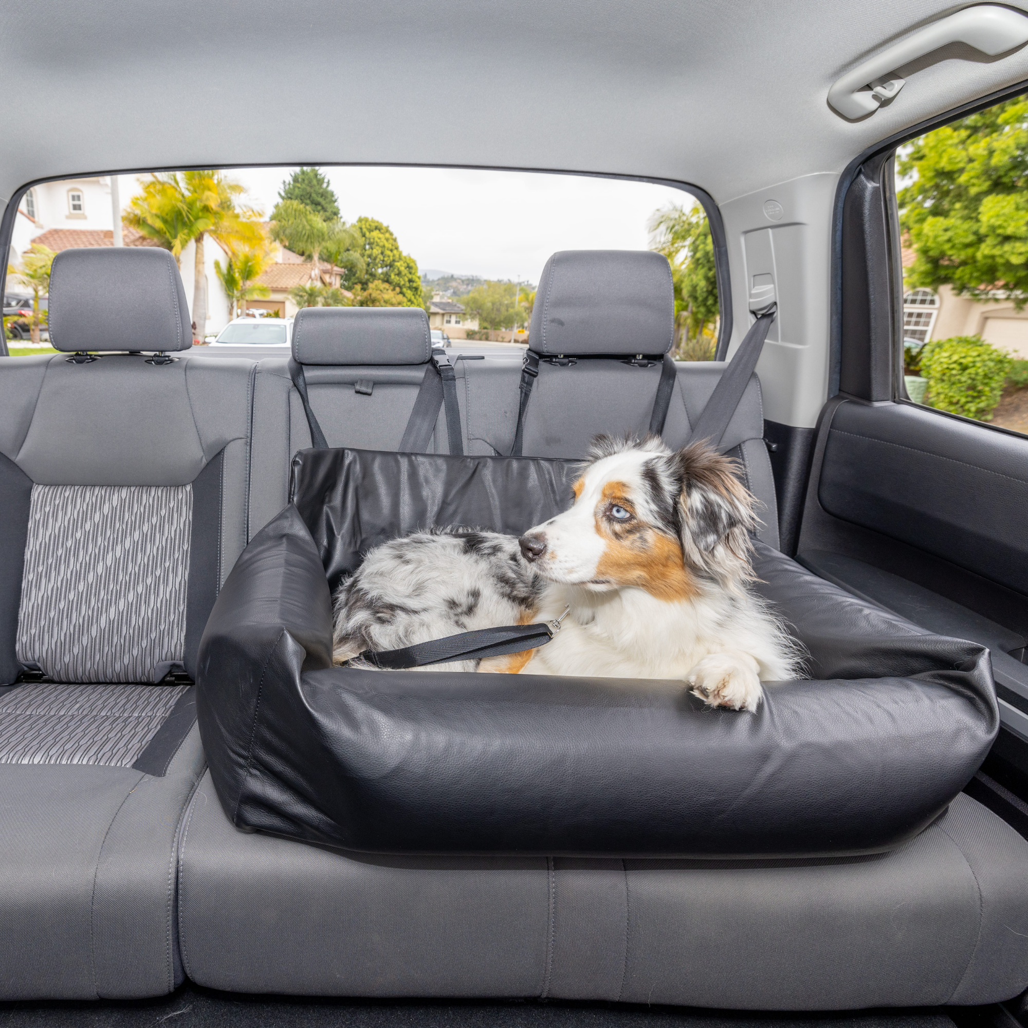 Pupprotector Faux Leather Memory Foam Dog Car Bed Black