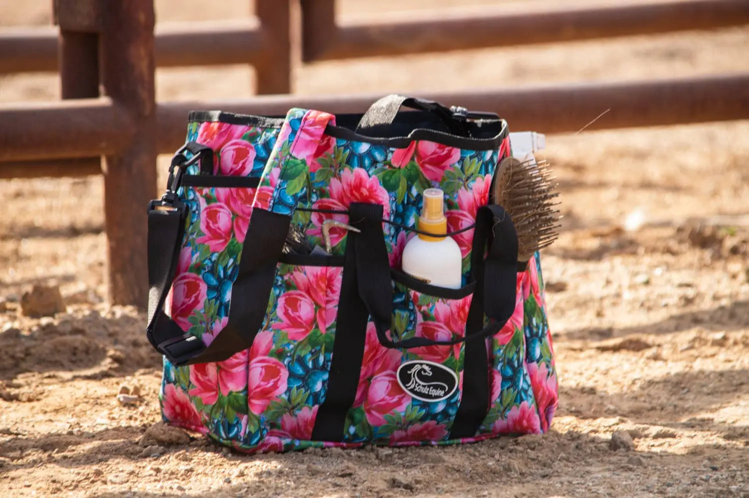Turquoise Floral Grooming Tote | HT Animal Supply
