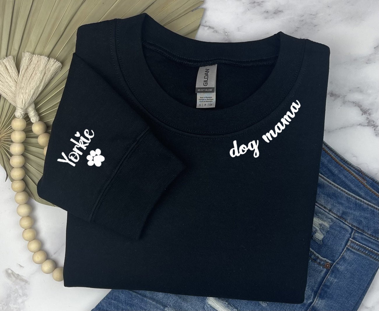 DOG MAMA & CUSTOM BREED ON SLEEVE Sweatshirt Unisex Crew Neck Crewneck Sweatshirt 2024 Design