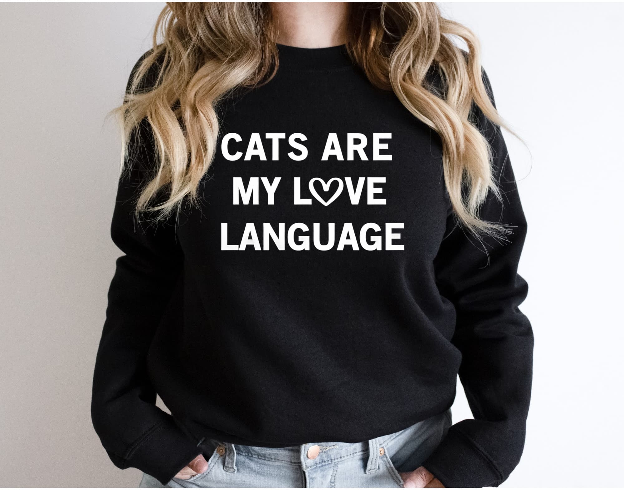 Sweatshirt Unisex Crew Neck Crewneck Sweatshirt, CATS ARE MY LOVE LANGUAGE
