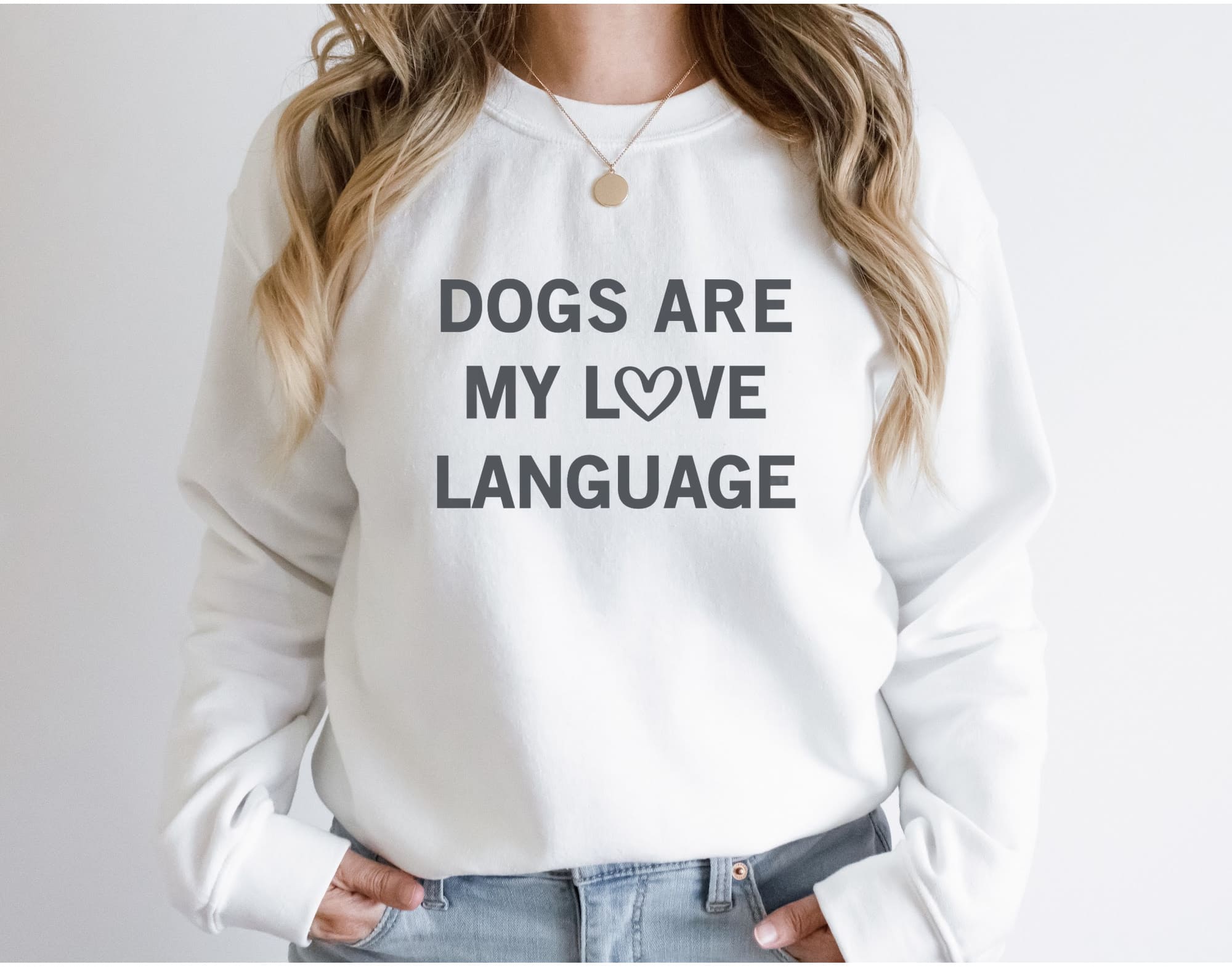Sweatshirt Unisex Crew Neck Crewneck Sweatshirt, DOGS ARE MY LOVE LANGUAGE