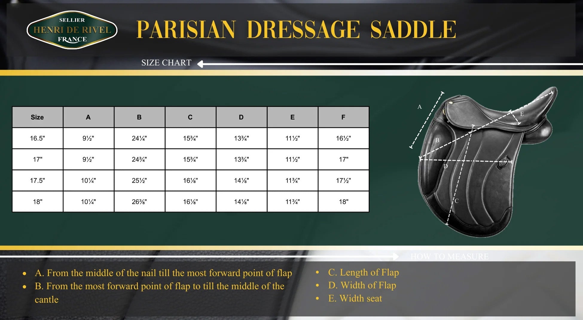 Henri de Rivel Parisian Monoflap IGP Dressage Saddle