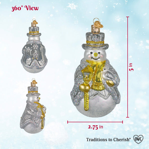 Old World Christmas: Sterling Snowman Christmas Ornament