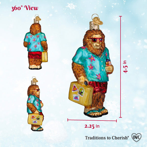 Old World Christmas: Sasquatch Gone Tropics Christmas Ornament