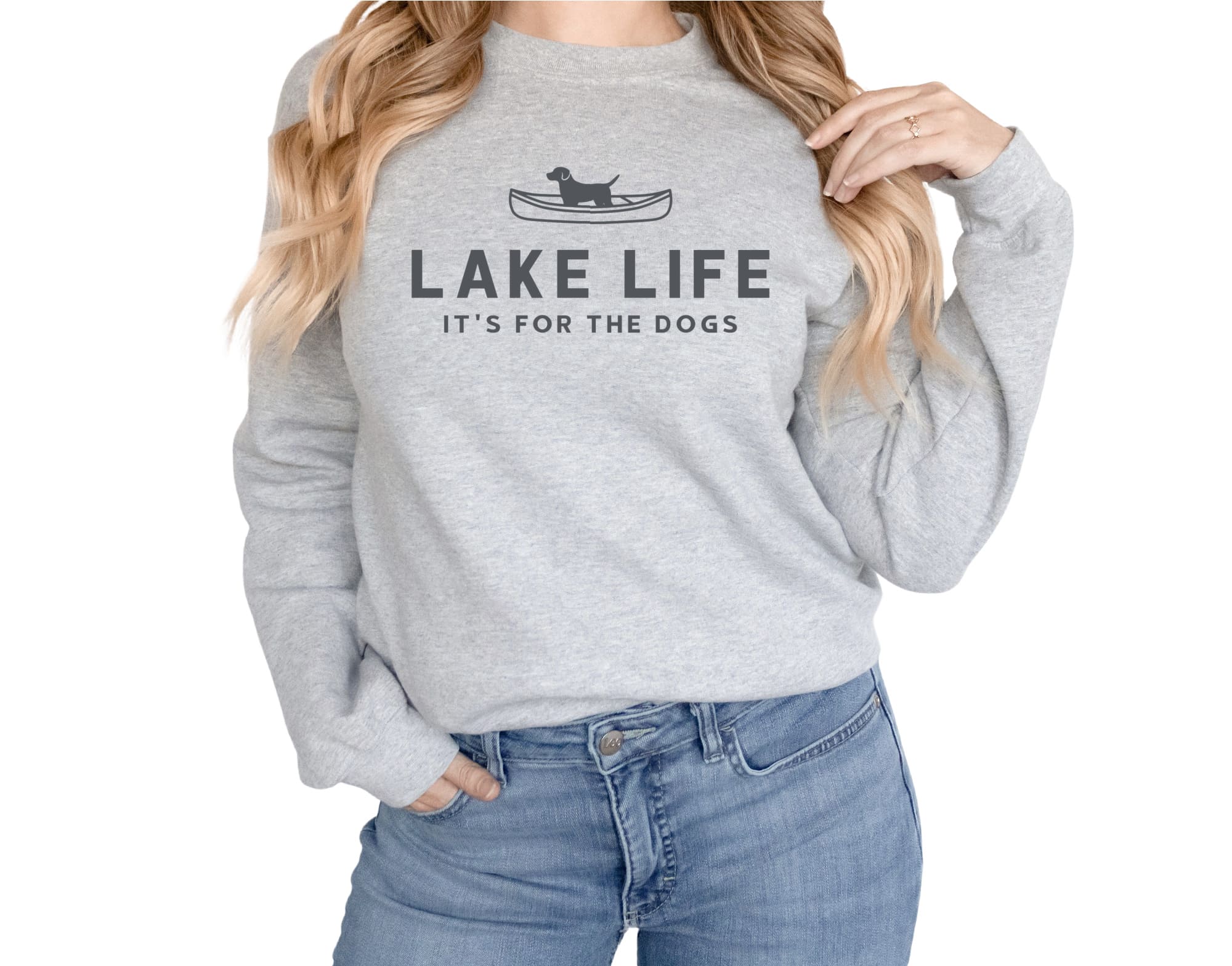 LAKE Shirt Sweatshirt Unisex Crew Neck Crewneck Sweatshirt LAKE LIFE Dog Lover Shirts