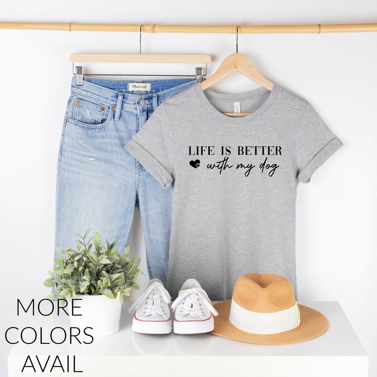 Dog Shirt People Shirts Printed Tshirt Human Dog Gear Unisex T-shirt Person LIFE IS BETTER WITH MY DOG