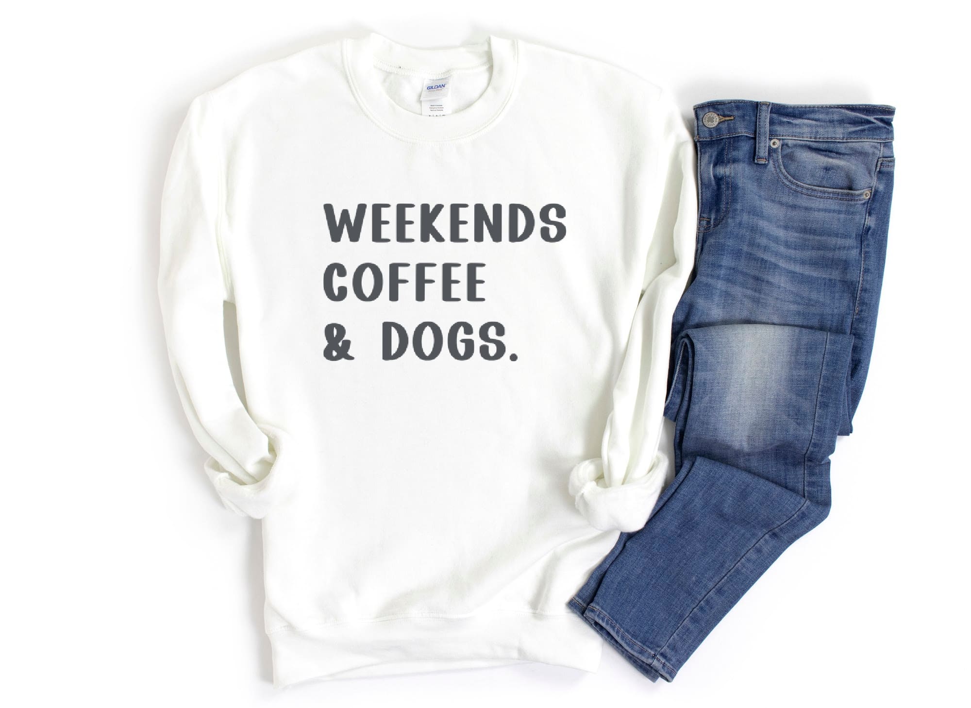 Shirt People Sweatshirt Unisex Crew Neck People Apparel People Shirt WEEKENDS COFFEE DOGS Sweatshirt