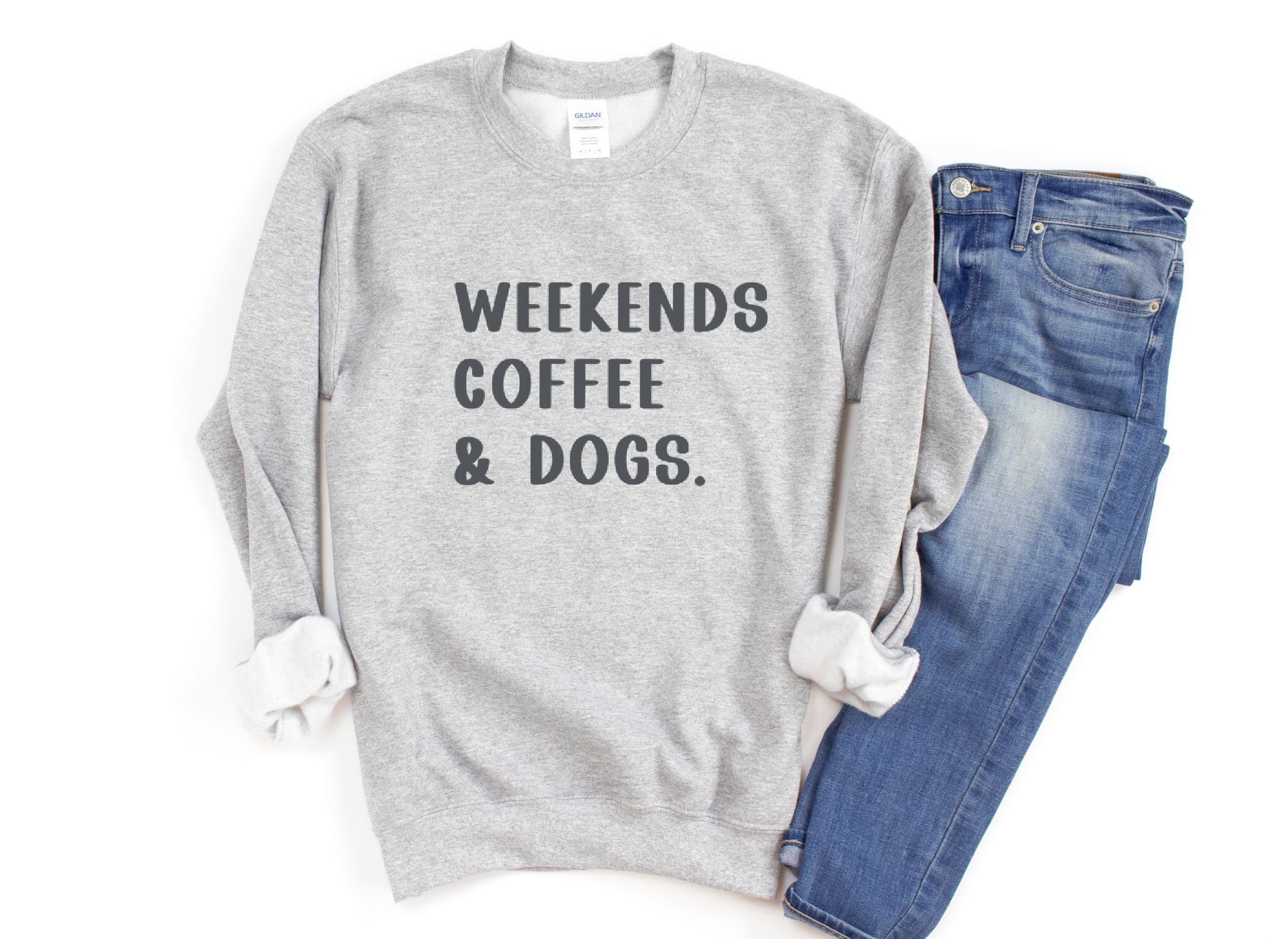 Shirt People Sweatshirt Unisex Crew Neck People Apparel People Shirt WEEKENDS COFFEE DOGS Sweatshirt