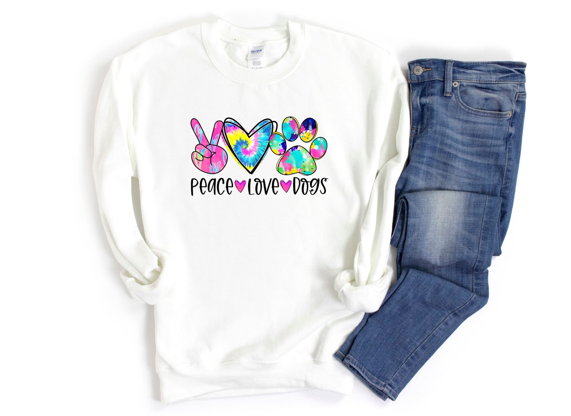 PEACE LOVE DOGS Sweatshirt Unisex Crew Neck Crewneck Sweatshirt Dog Lover People Shirt