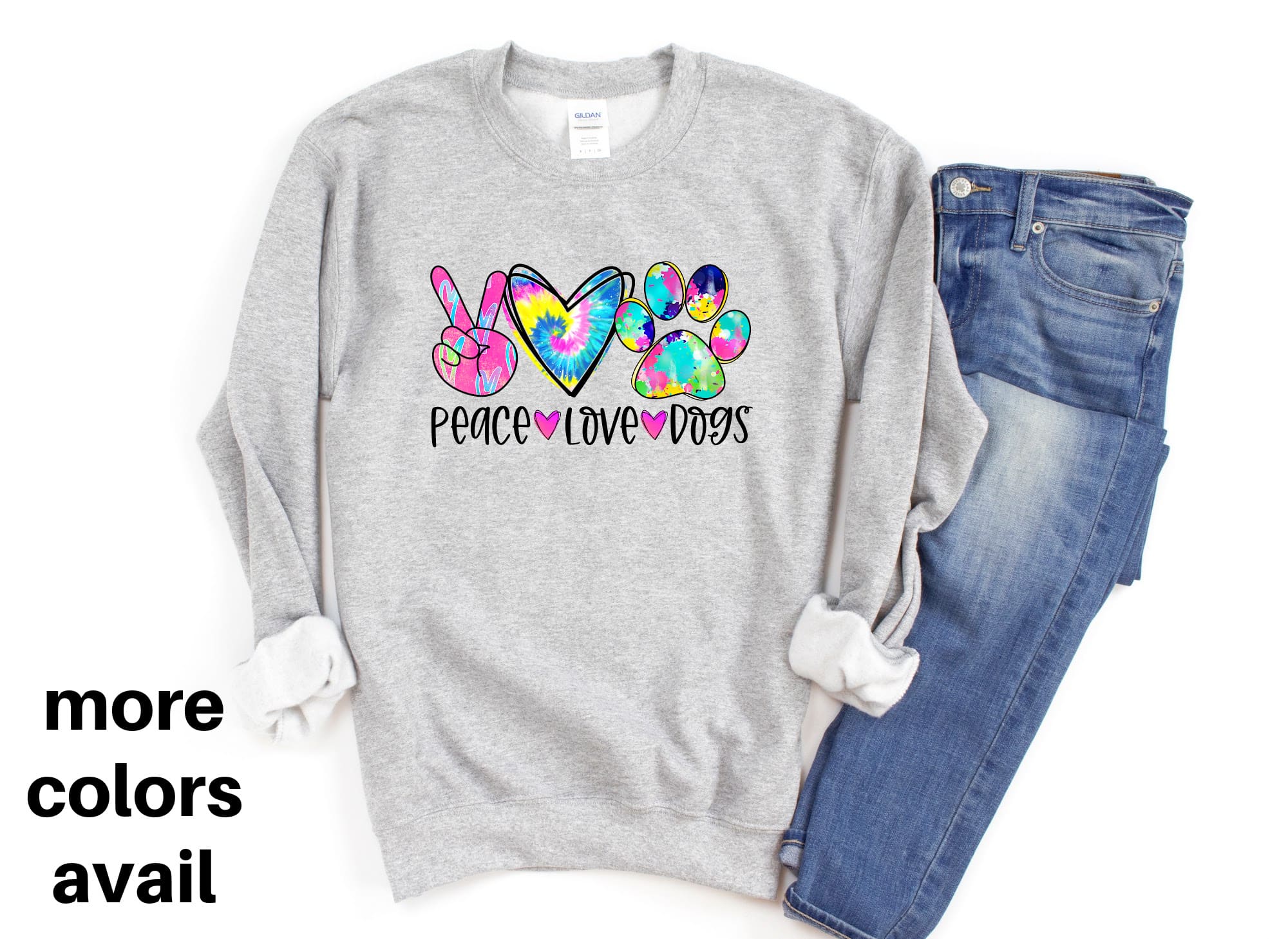 PEACE LOVE DOGS Sweatshirt Unisex Crew Neck Crewneck Sweatshirt Dog Lover People Shirt