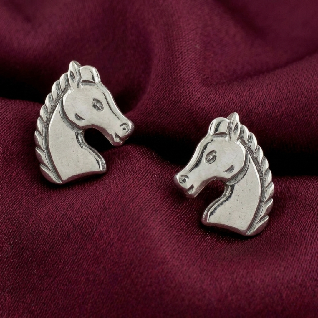 1928 Jewelry Silver Fjord Horse Stud Earrings