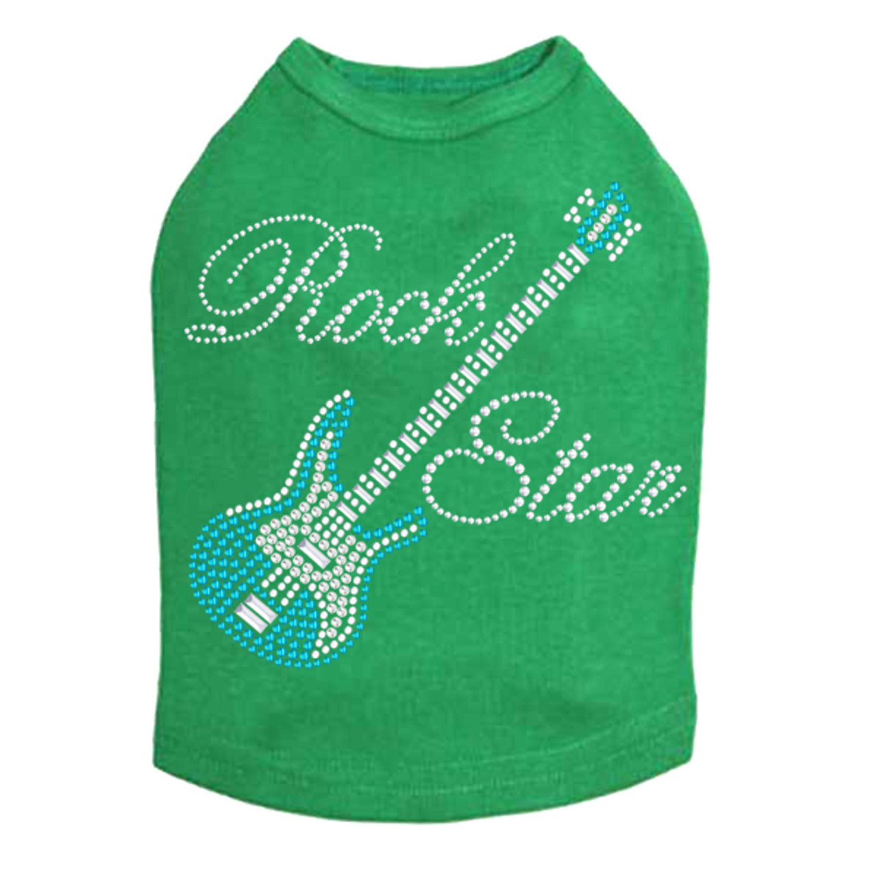 Guitar Blue (Austrian Rhinestones) & Rock Star - Dog Tank