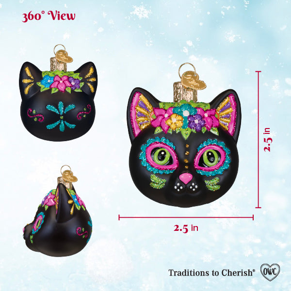 Old World Christmas: Dia De Los Muertos Cat Christmas Ornament
