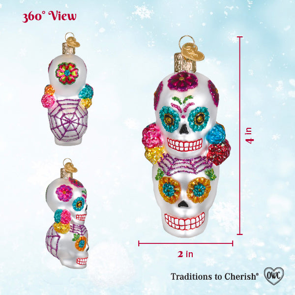 Old World Christmas: Dia De Los Muertos Stacking Skulls Christmas Ornament