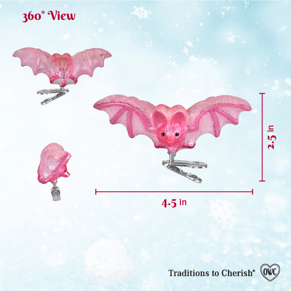 Old World Christmas: Shimmering Pink Bat Christmas Ornament
