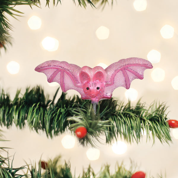 Old World Christmas: Shimmering Pink Bat Christmas Ornament