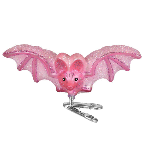 Old World Christmas: Shimmering Pink Bat Christmas Ornament