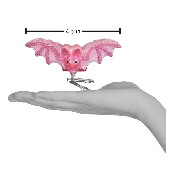 Old World Christmas: Shimmering Pink Bat Christmas Ornament