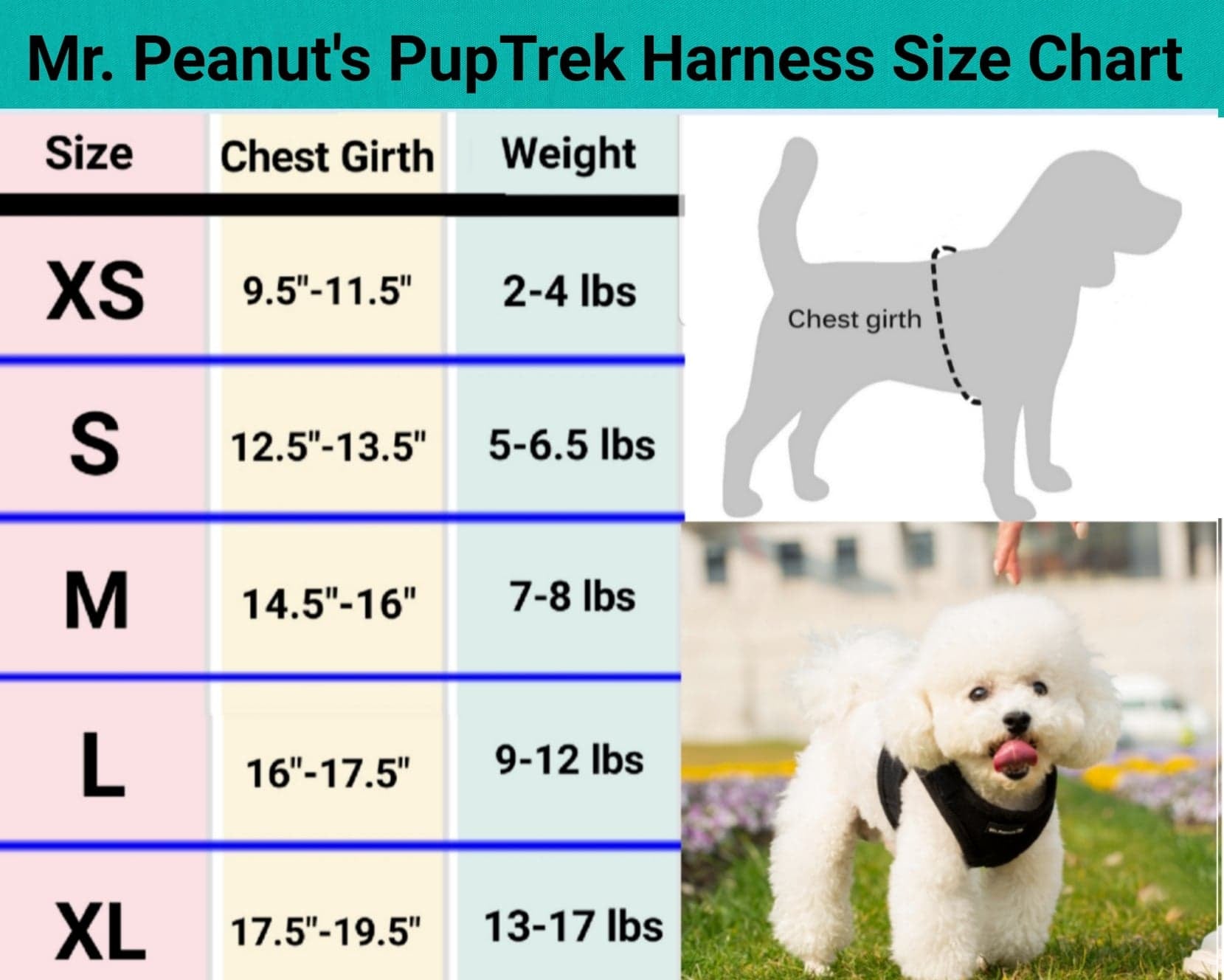 Mr. Peanuts PupTrek Harness and Leash Set, Small Dog/Cat Soft Mesh Step In Harness Vest