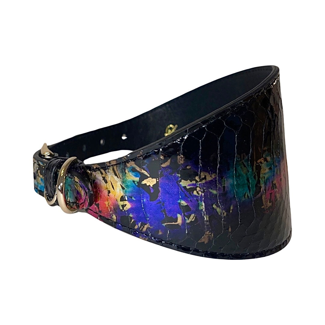 Allysa Payne 3-Inch Wide Style, Multi Color Art Deco Custom Snake Dog Collar