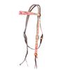 Alamo Saddlery Cheetah Rose Floral Contour Browband Leather Headstall