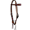 Alamo Saddlery Malibu Floral Contour Browband Leather Headstall with Chocolate Buckstitch